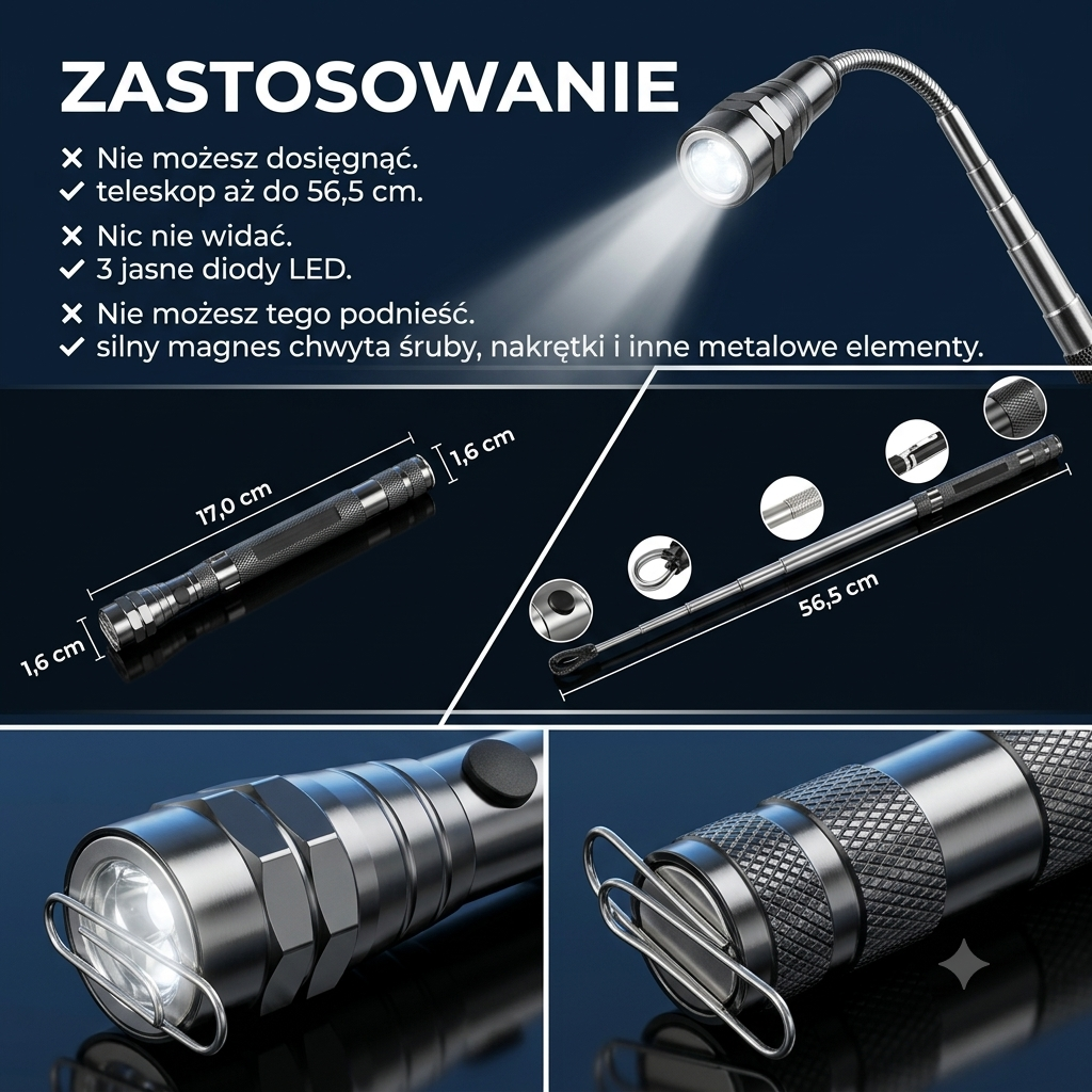 FLEXMAG™ - 360-stopniowa elastyczna latarka LED z magnetyczną głowicą