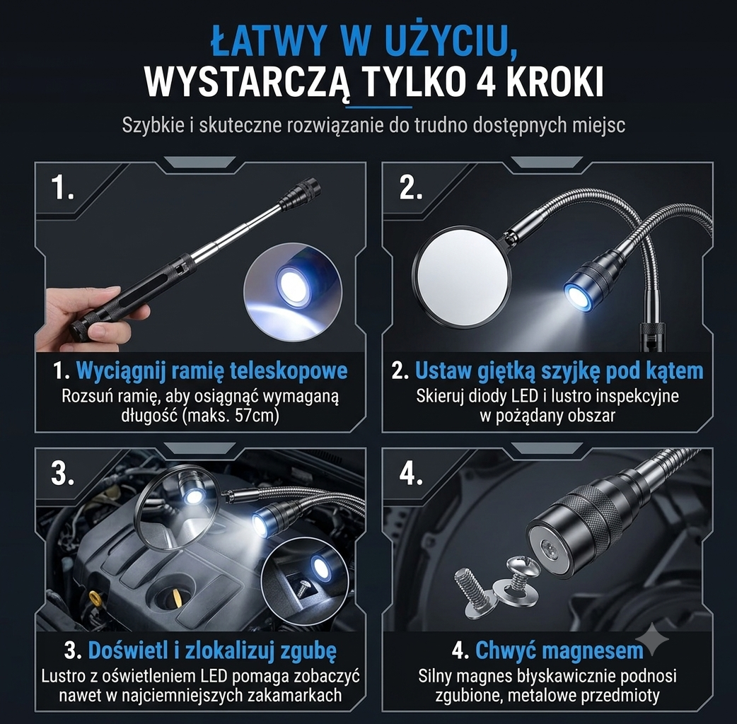 FLEXMAG™ - 360-stopniowa elastyczna latarka LED z magnetyczną głowicą