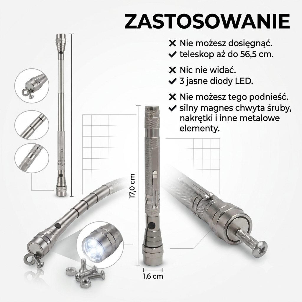 FLEXMAG™ - 360-stopniowa elastyczna latarka LED z magnetyczną głowicą